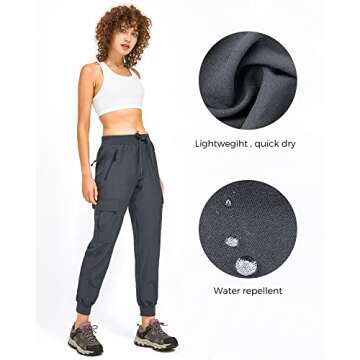 Stelle Hiking Cargo Joggers for Women Lightweight Quick Dry UPF 50 with Zipper Pockets Pants for Outdoor Workout(GY,M) Grey