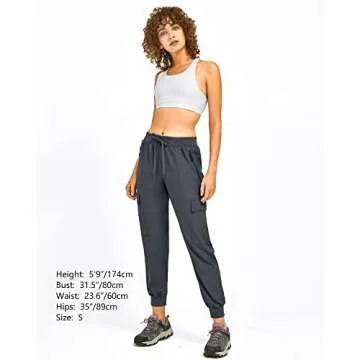 Stelle Hiking Cargo Joggers for Women Lightweight Quick Dry UPF 50 with Zipper Pockets Pants for Outdoor Workout(GY,M) Grey