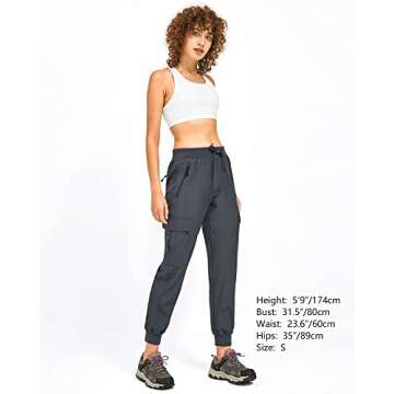 Stelle Hiking Cargo Joggers for Women Lightweight Quick Dry UPF 50 with Zipper Pockets Pants for Outdoor Workout(GY,M) Grey
