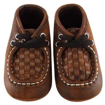 M&F Western Carson Boy's Infant/Toddler Baby Bucker Casual Shoes First Walker, Brown, 2