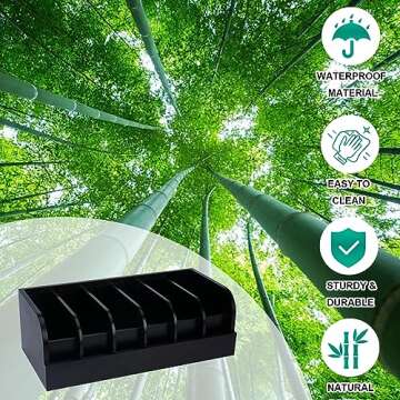 GTI Belt Organizer, 6 Compartments Belt Organizer for Closet and Drawer, Bamboo Display Case for Tie and Belt, Belt Storage Organizer for Men Women (Black)