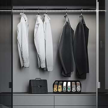 GTI Belt Organizer, 6 Compartments Belt Organizer for Closet and Drawer, Bamboo Display Case for Tie and Belt, Belt Storage Organizer for Men Women (Black)