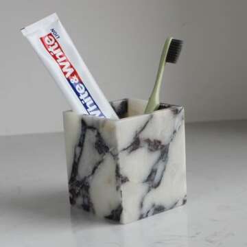 Exquisite Calacatta Viola Marble Toothbrush Holder for Elegant Bathrooms