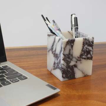 Calacatta Viola Marble Toothbrush Holder - Elegant Organizer