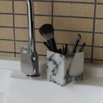 Calacatta Viola Marble Toothbrush Holder - Elegant Organizer