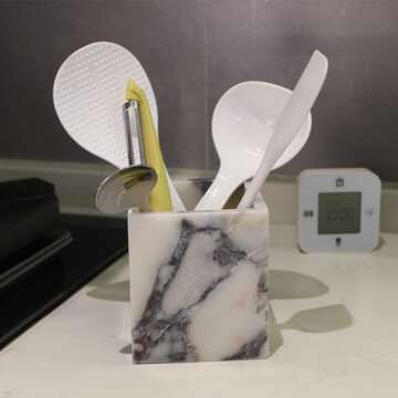 Calacatta Viola Marble Toothbrush Holder - Elegant Organizer