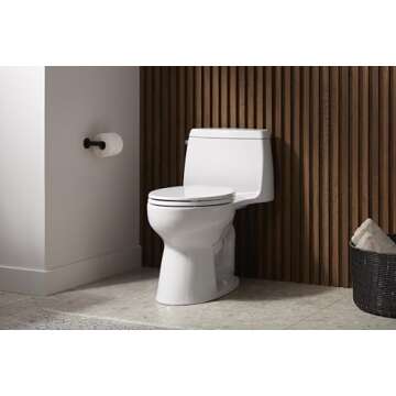Kohler K-20110-0 Brevia Elongated Toilet Seat with Grip-Tight Bumpers, Quiet-Close Seat, Quick-Attach Hardware, White