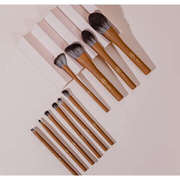 Vegan Makeup Brush Set 10 Pcs - Soft & Cruelty-Free