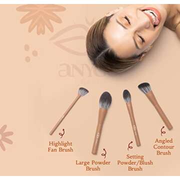 Vegan Makeup Brush Set 10 Pcs - Soft & Cruelty-Free