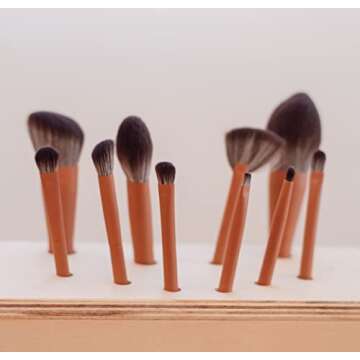 Vegan Makeup Brush Set 10 Pcs - Soft & Cruelty-Free