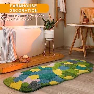 MiXXAR Bathroom Runner Rugs 24 x 60 Non Slip,Water Absorbing Bath Mat, Bathroom Mat Quick Dry, Plush Shaggy Moss Rug, Machine Wash Bath Carpet Runner for Bathroom Floor/Bedside/Hallway