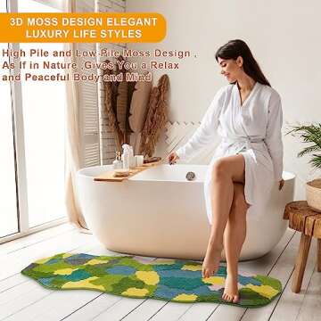 MiXXAR Bathroom Runner Rugs 24 x 60 Non Slip,Water Absorbing Bath Mat, Bathroom Mat Quick Dry, Plush Shaggy Moss Rug, Machine Wash Bath Carpet Runner for Bathroom Floor/Bedside/Hallway
