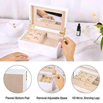 Voova Wooden Jewelry Box Organizer for Women & Teens