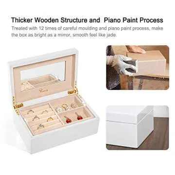 Voova Wooden Jewelry Box Organizer for Women & Teens