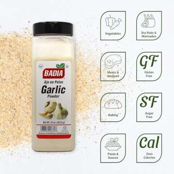Badia Garlic Powder, 16 oz - Convenient Seasoning for Bold Flavor