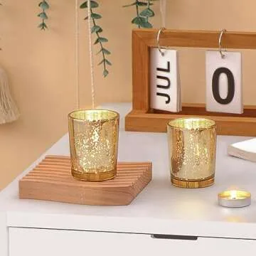 DARJEN Gold Tea Lights Candles Holders for Wedding Centerpieces, Votive Candle Holders for Party Hom...