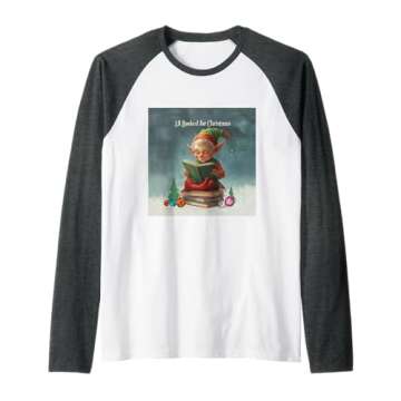 All Booked For Christmas Raglan Baseball Tee - Holiday Cheer
