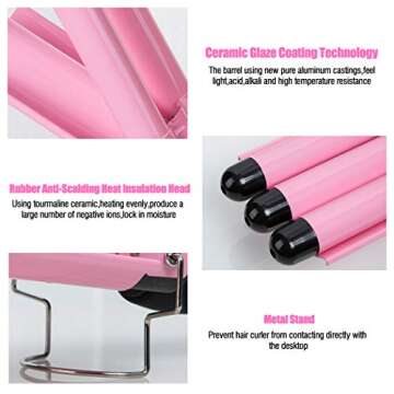 3 Barrel Curling Iron Wand with LCD Display and Ceramic Coating