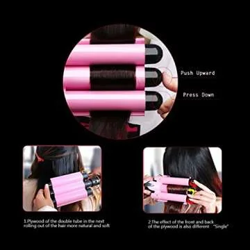 3 Barrel Curling Iron Wand with LCD Display and Ceramic Coating