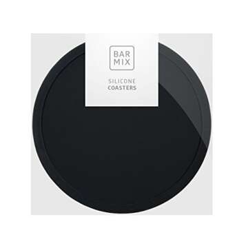 Attican Premium Drink Coaster Set of 8, Non-Slip, Non-Stick, Heat Resistant Silicone Cup Coaster for Tabletop Protection, Perfect for Bar and Home Use, Black