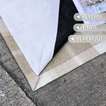 always4u Plaid Curtains for Bedroom Living Room 100% Blackout Thermal Energy Saving Woolen Look Grommet Curtains 84 Inch Length 2 Panels Beige