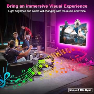 Daymeet TV Led Lights, 13.1ft Led Lights for TV for 45-60 inch TV Behind, RGB Music Sync TV Led Backlight, Led TV Light with Remote APP Control, Bluetooth USB Powered Led Lights for Christmas Decor