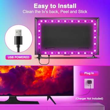 Daymeet TV Led Lights, 13.1ft Led Lights for TV for 45-60 inch TV Behind, RGB Music Sync TV Led Backlight, Led TV Light with Remote APP Control, Bluetooth USB Powered Led Lights for Christmas Decor