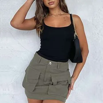 ABYOVRT Basic Tank Tops for Women Going Out Tops Y2k Sleeveless Fitted Cami Tops Solid Workout Crop Tops Summer Vest (B-Black,S)