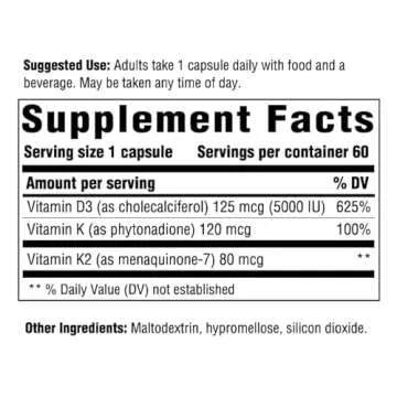 INNATE Response Formulas Vitamin D3 5000 IU (125 mcg) - Supplement That Supports Immune and Bone Health - Blend of Vitamins D3, K1, and K2 - Vegetarian - 60 Capsules (60 Servings)