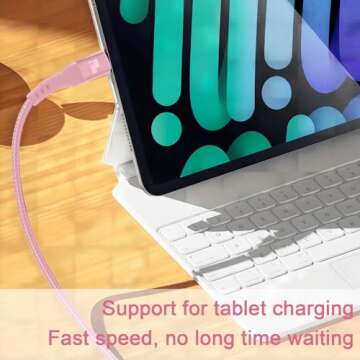 240W 10FT USB C to USB C Cable Nylon Braided USB Type-C Cord Fast Charging for iPhone15/Pro/Plus/Pro Max,Samsung Galaxy S24 S23,MacBook Pro/Air,iPad Pro/Air/Mini 6,iMac, Dell XPS,Switch Pink