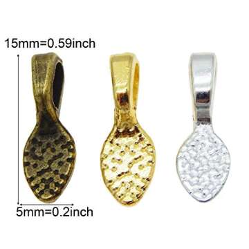 120PCS Mixed Tibetan Silver Bronze Gold Glue on Bail Tag for Jewelry Making Crafting 15X5MM