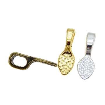 120PCS Mixed Tibetan Silver Bronze Gold Glue on Bail Tag for Jewelry Making Crafting 15X5MM