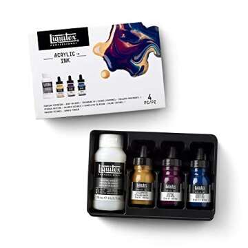 Liquitex Professional Acrylic Ink, 1-oz (30ml), Pouring Technique, Deep Colors, Set of 4