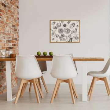 Roslynity Framed Canvas Wall Art Vintage Print Cheers Friends Clinking Cute Minimalist Mid Century Modern Abstract Retro Artwork for Home Living Room Kitchen Dining Bar Wall Decor (12"x16")