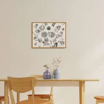 Roslynity Framed Canvas Wall Art Vintage Print Cheers Friends Clinking Cute Minimalist Mid Century Modern Abstract Retro Artwork for Home Living Room Kitchen Dining Bar Wall Decor (12"x16")