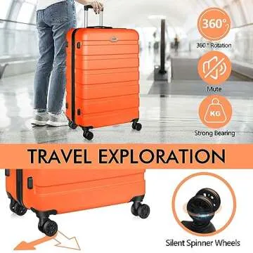 AnyZip 3-Piece Luggage Set - Lightweight and Stylish Orange Suitcases