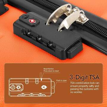 AnyZip Luggage Sets 3 Piece PC ABS Hardside Lightweight Suitcase with 4 Universal Wheels TSA Lock Carry On 20 24 28 Inch Orange