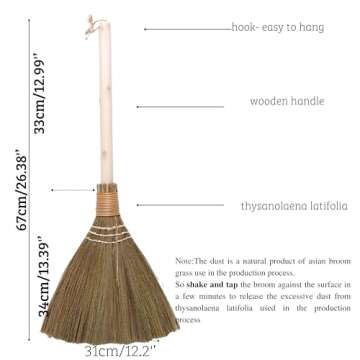TTS For Home Natural Whisk Sweeping Hand Handle Broom - Vietnamese Broom for Cleaning, Wedding, Deco...