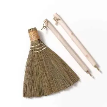 TTS For Home Natural Whisk Sweeping Hand Handle Broom - Vietnamese Broom for Cleaning, Wedding, Decorative Broom - Whisk Broom 12.2" Width, 26.38" Length