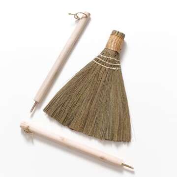 TTS For Home Natural Whisk Sweeping Hand Handle Broom - Vietnamese Broom for Cleaning, Wedding, Decorative Broom - Whisk Broom 12.2" Width, 26.38" Length