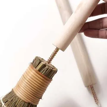 TTS For Home Natural Whisk Sweeping Hand Handle Broom - Vietnamese Broom for Cleaning, Wedding, Decorative Broom - Whisk Broom 12.2" Width, 26.38" Length