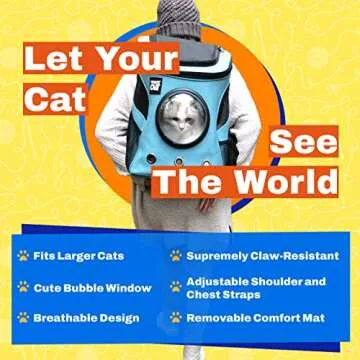 Fat Cat Backpack Carrier - Airline Approved Cat Carrier with Space Capsule Bubble for for Small Cats, Kitten - Premium Aqua Cat Carrier Backpack for Outdoor, Travel, Hiking, Pet Supplies