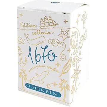 J. Herbin 1670 Anniversary Inks - Gold Sheen 50 ml Bottled - Emerald of Chivor (Emerald Green-Blue Ink)