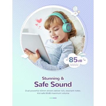 iClever Kids Bluetooth Headphones with 93H Playtime and Safety Features
