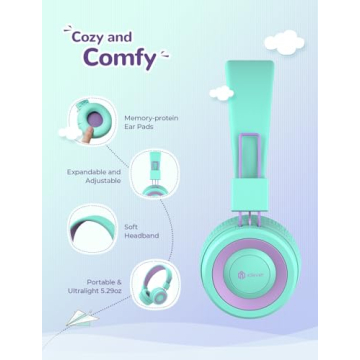 iClever Kids Bluetooth Headphones with 93H Playtime and Safety Features