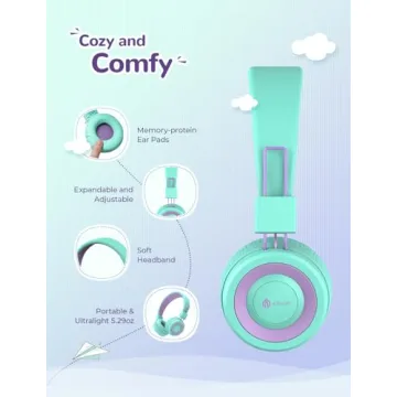 iClever Kids Bluetooth Headphones with 93H Playtime and Safety Features