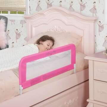 Dream On Me Lightweight Mesh Security Adjustable Bed Rail for Toddler, Breathable Mesh Fabric, Suita...