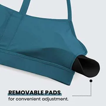 CRZ YOGA Butterluxe Womens Y Back Sports Bra - Padded Racerback Low impact Spaghetti Thin Strap Workout Yoga Bra Petrol Blue Medium