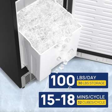 Coolake 15 Inch Under Counter Ice Maker – 100lbs/Day