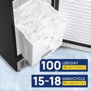 Coolake 15 Inch Under Counter Ice Maker – 100lbs/Day